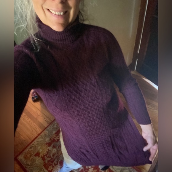 Peruvian Connection Royal Alpaca Tunic Sweater dress burgundy Merlot NEW S - Picture 2 of 15